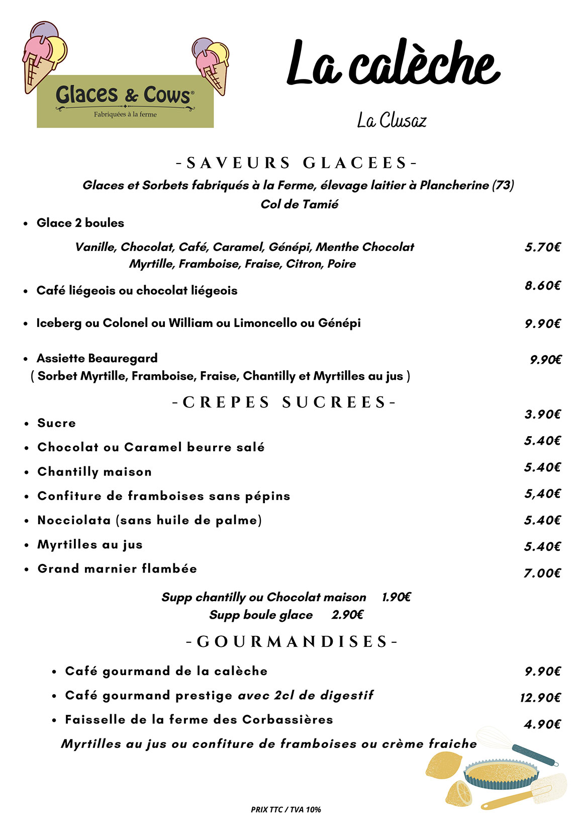Desserts et crèpes restaurant la Calèche La Clusaz